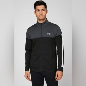 Under Armour Loose Fit Full Zip Track Jacket Adult Medium Black Gray White